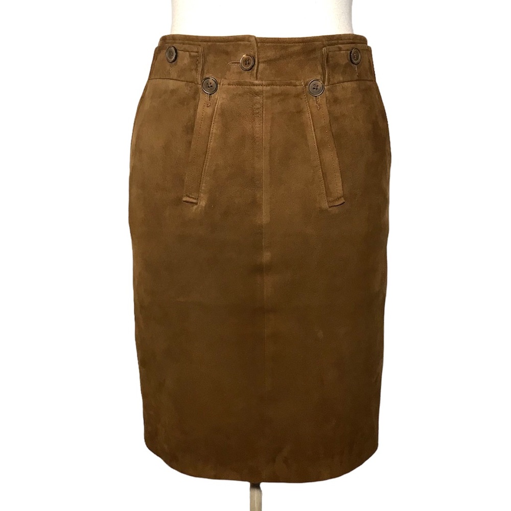 Ralph Lauren Camel Suede Pencil Skirt